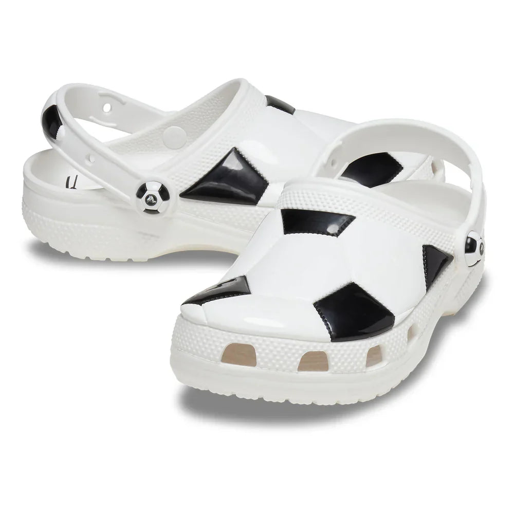 Classic Soccer Ball Clog Kids (Age 5+) - White/Black