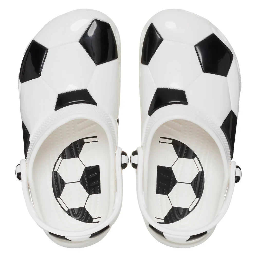 Classic Soccer Ball Clog Kids (Age 5+) - White/Black