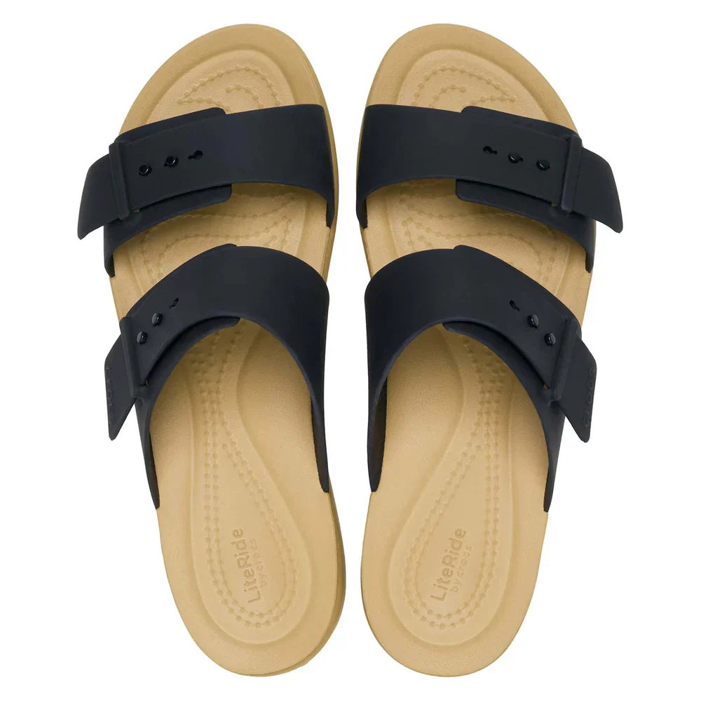 Brooklyn Buckle Low Sandal - Black/Tan