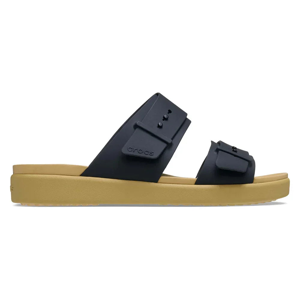 Brooklyn Buckle Low Sandal - Black/Tan