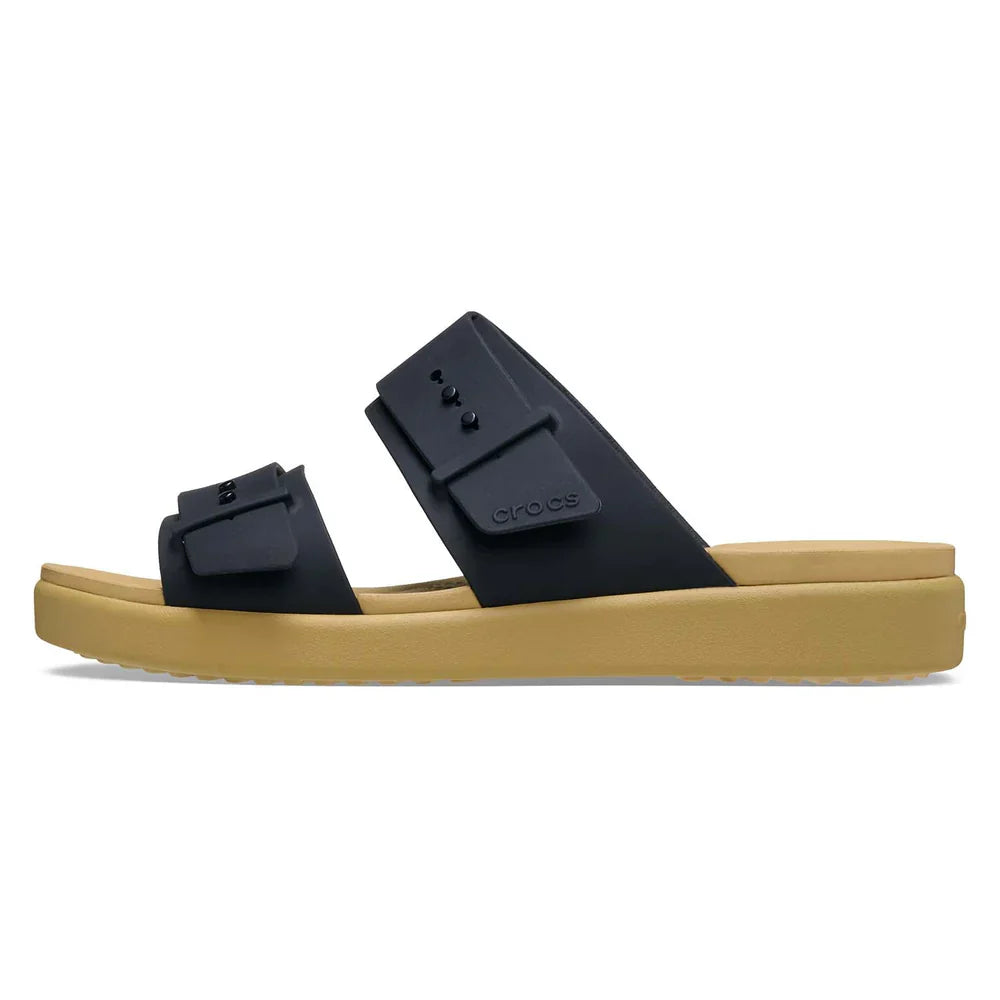 Brooklyn Buckle Low Sandal - Black/Tan