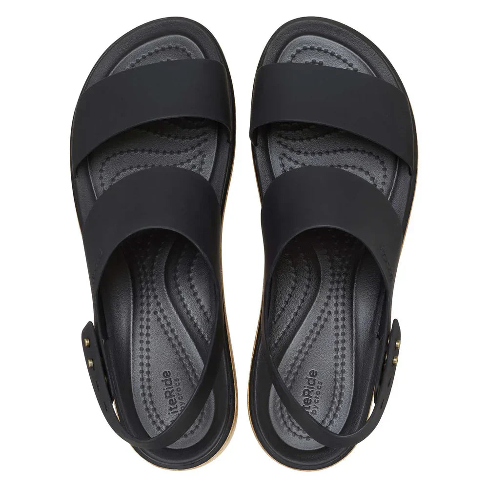 Brooklyn Cork Low Wedge Sandal - Black/Black