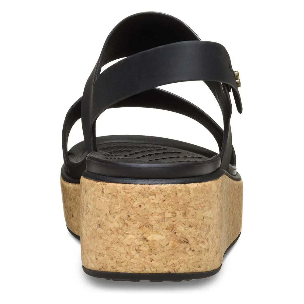 Brooklyn Cork Low Wedge Sandal - Black/Black